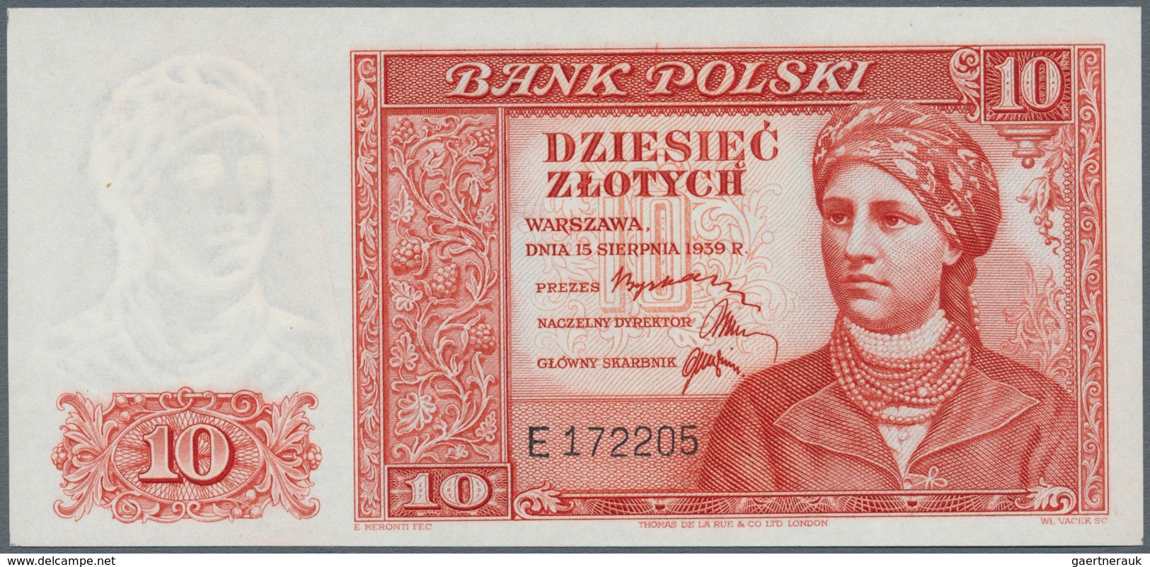 Poland / Polen: 10 Zlotych 1939 Remainder, P.82r In Perfect UNC Condition. Very Rare! - Poland