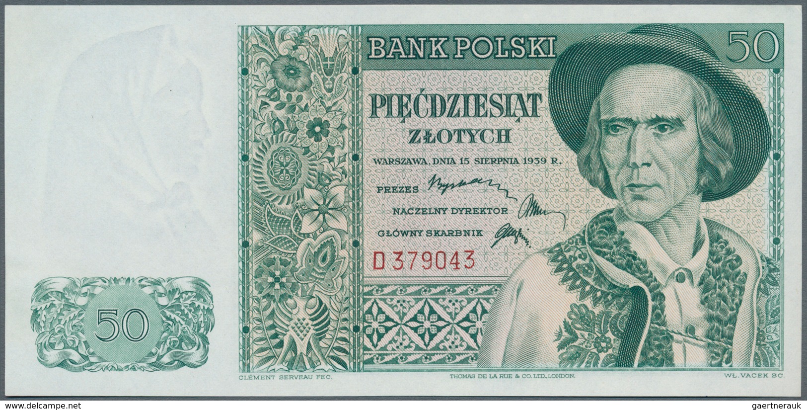 Poland / Polen: 50 Zlotych 1939 Remainder, P.84r In Perfect UNC Condition. Very Rare! - Polen