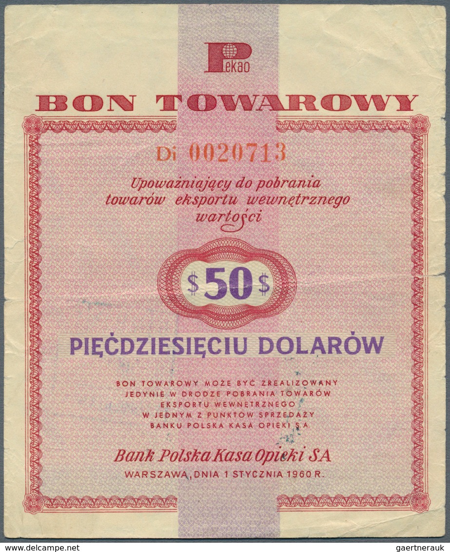 Poland / Polen: Bon Towarowy 50 Dollars 1960, P.FX19, Several Folds And Tiny Tears At Left And Right - Polen