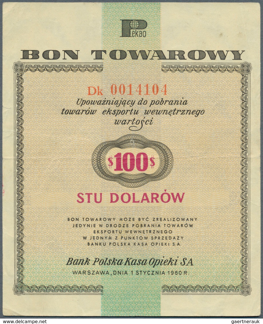 Poland / Polen: Bon Towarowy 100 Dollars 1960, P.FX20 In Nice Used Condition With Minor Stains, Seve - Polen