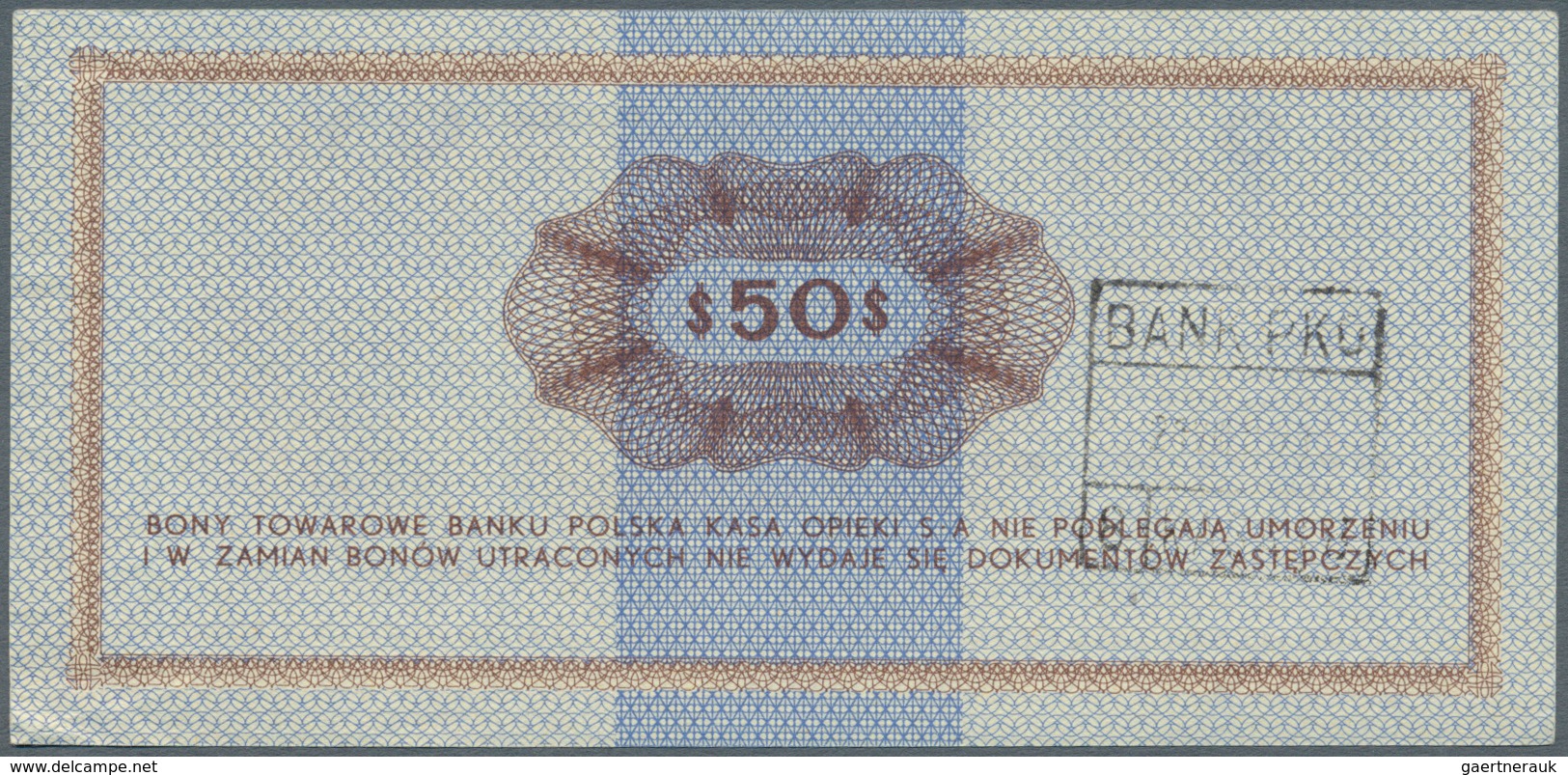 Poland / Polen: Bon Towarowy 50 Dolarow 1969, P.FX32, Edge Bend At Lower Right, Creases In The Paper - Polen