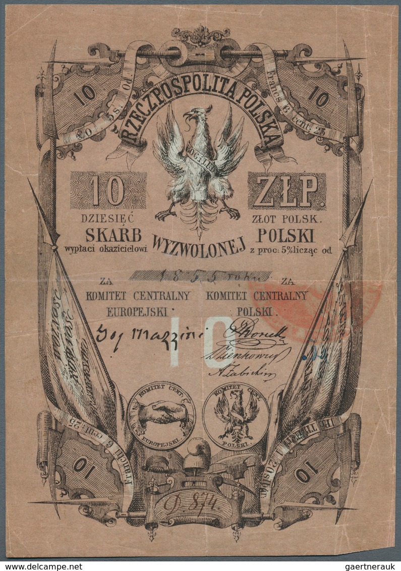 Poland / Polen: 10 Zlotych 1855, P.NL In Well Worn Condition With Several Tears And Folds. Condition - Polen