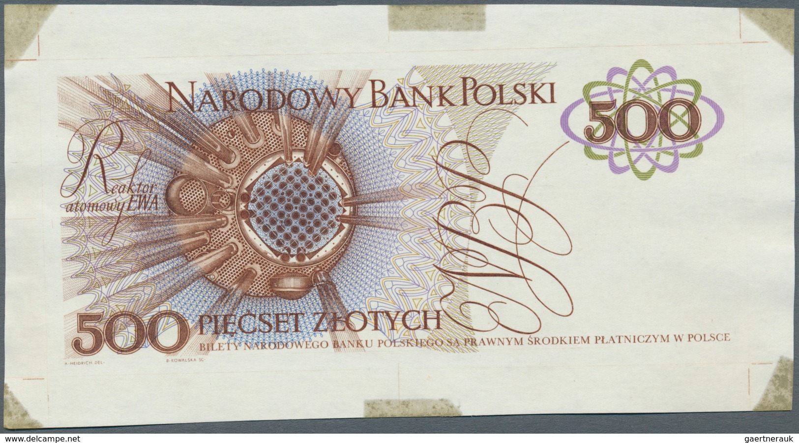 Poland / Polen: Intaglio Printed Front And Backside Proof For The 500 Zlotych Curie, Dated 1971, Ser - Polen