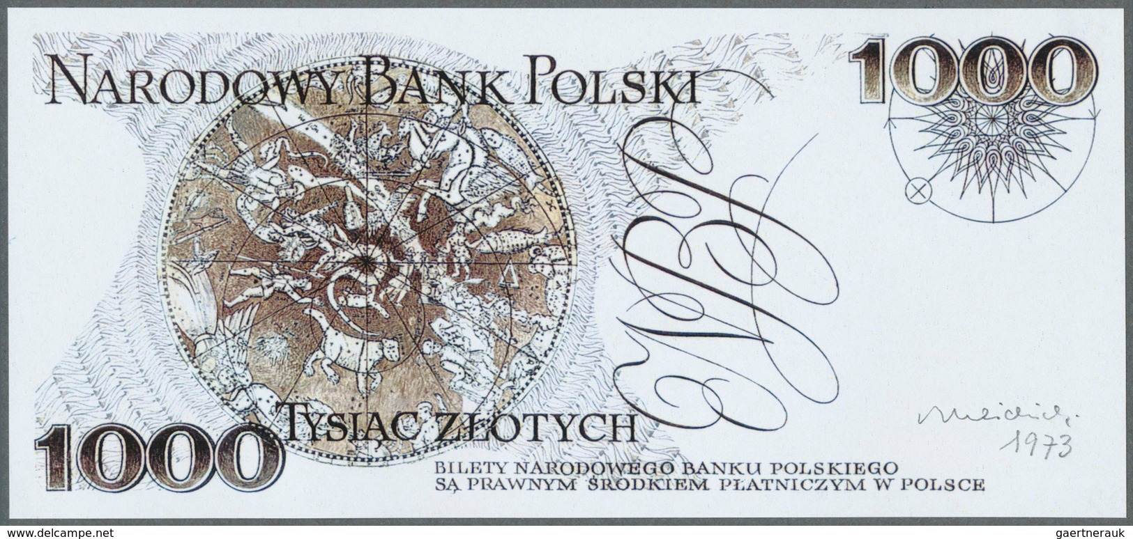 Poland / Polen: Narodowy Bank Polski, Large Size Uniface Essay Of Front And Back For The 1000 Zlotyc - Polen