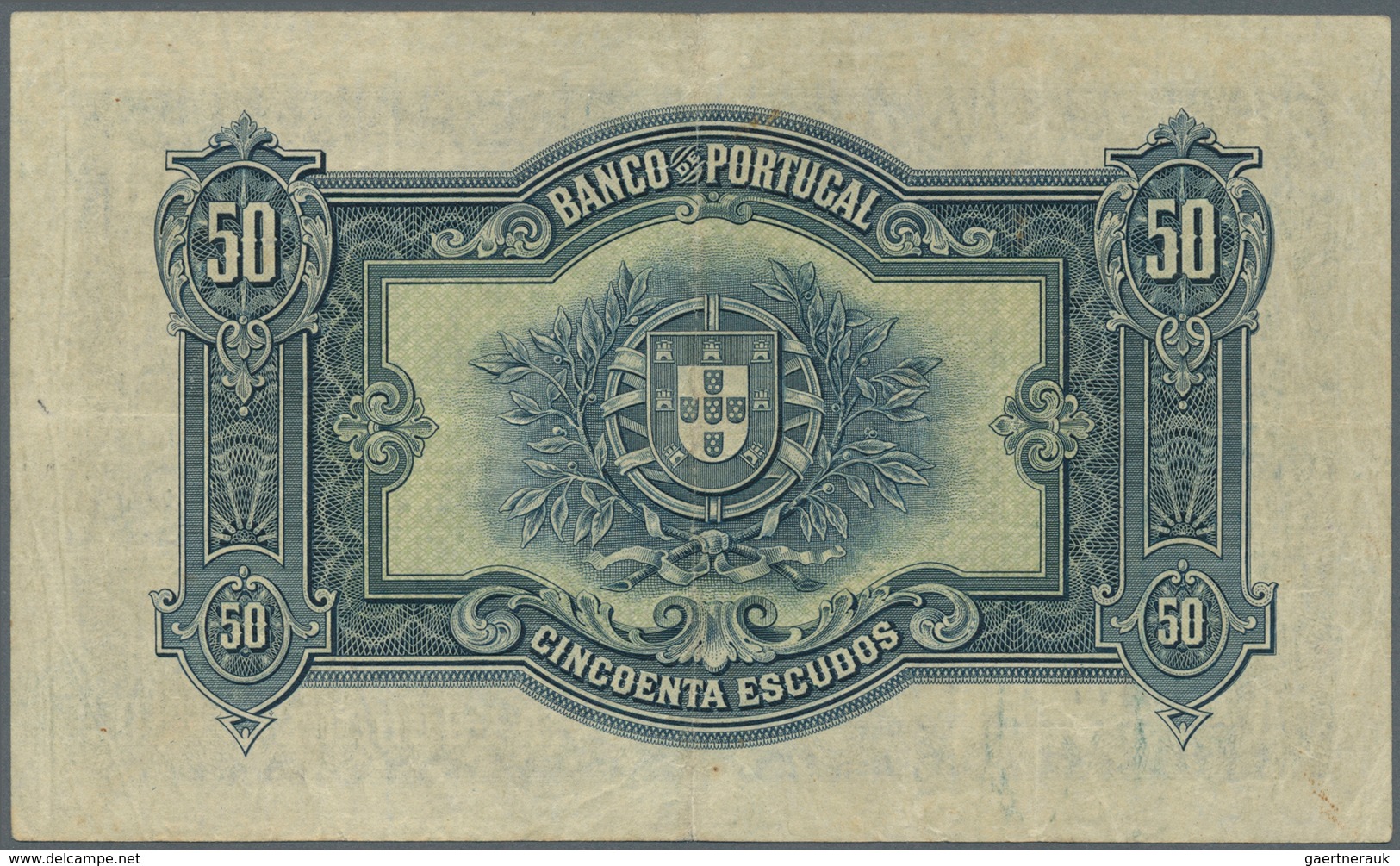 Portugal: 50 Escudos 1925 P. 136, Center And Horizontal Fold, Light Handling In Paper, No Holes Or T - Portugal