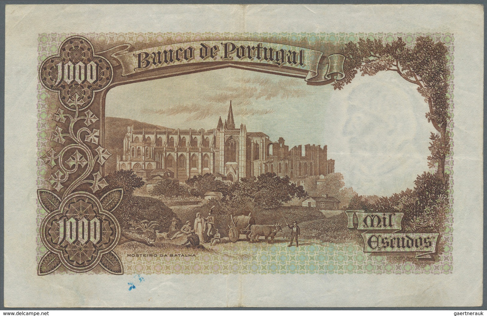Portugal: 1000 Escudos 1938 P. 152, Center Fold And Horizontal Fold, Light Creasing At Upper Border - Portugal