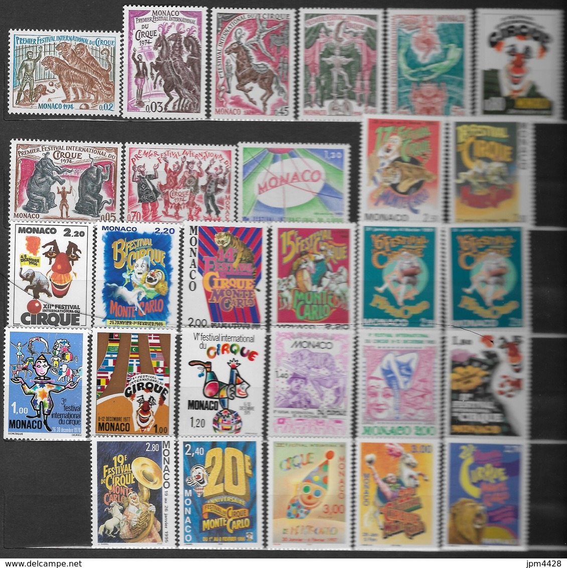 Monaco Lot De 28 Timbres Neufs ** Sur Le Théme Du Cirque  Petit Prix Neuf Sans Charniére - Vrac (max 999 Timbres)