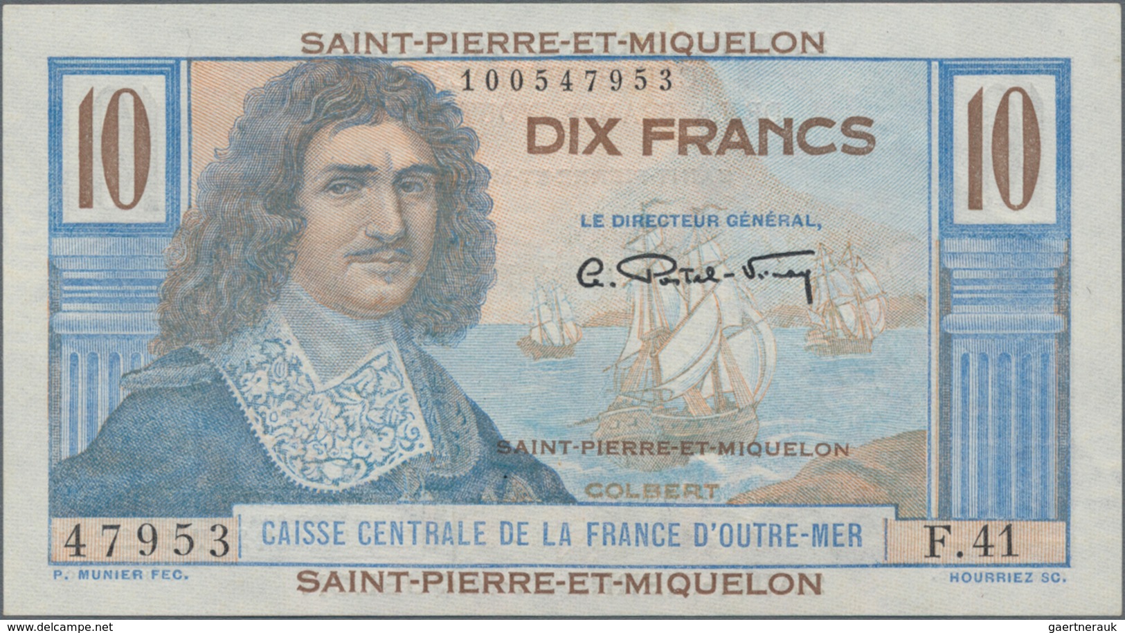 Saint Pierre & Miquelon: Caisse Centrale De La France D'Outre-Mer Pair Of The 10 Francs ND(1950-60), - Sonstige & Ohne Zuordnung