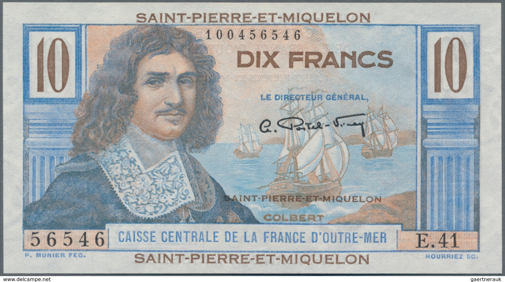 Saint Pierre & Miquelon: Caisse Centrale De La France D'Outre-Mer Pair Of The 10 Francs ND(1950-60), - Sonstige & Ohne Zuordnung