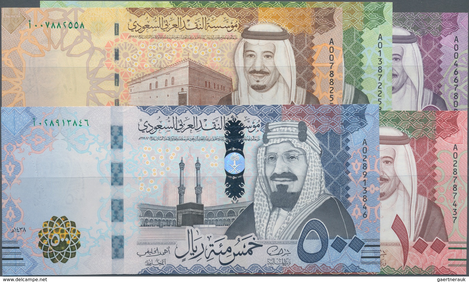 Saudi Arabia  / Saudi Arabien: Lot With 5 Banknotes Comprising 5, 10, 50, 100 And 500 Riyals 2016, P - Saudi-Arabien