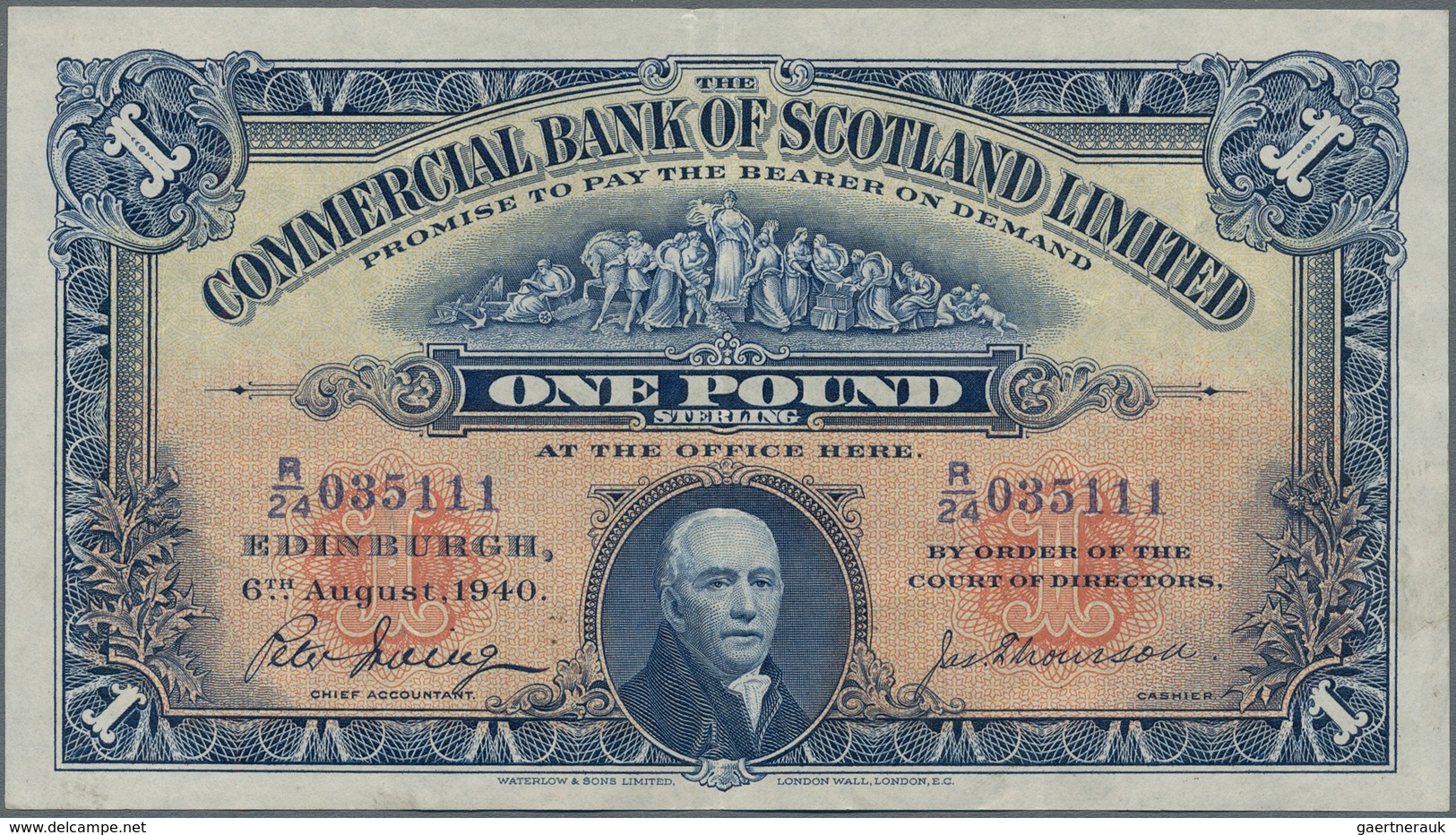 Scotland / Schottland: The Commercial Bank Of Scotland Limited 1 Pound 1940, P.S331b, Very Nice With - Sonstige & Ohne Zuordnung