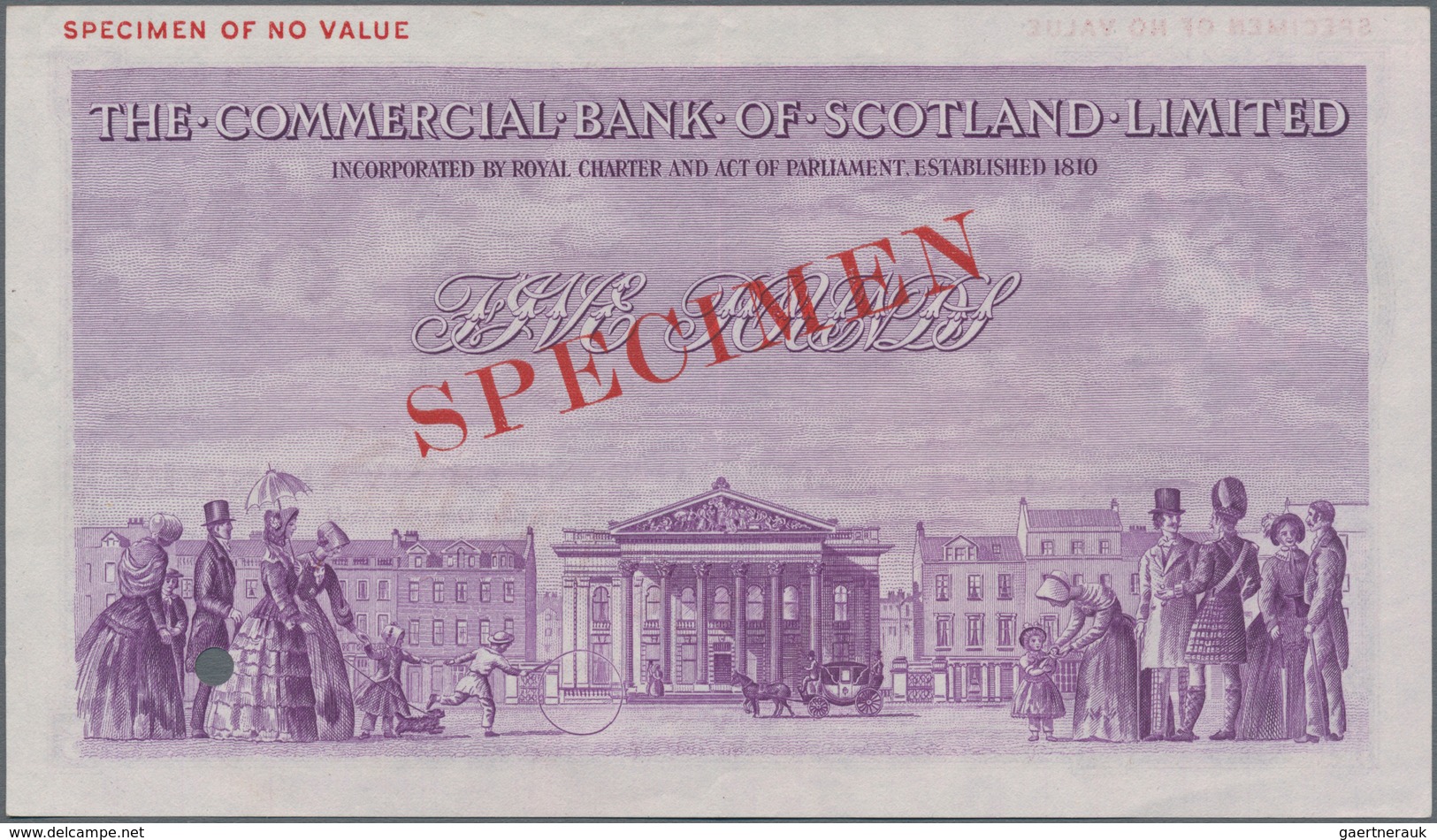 Scotland / Schottland: The Commercial Bank Of Scotland Ltd. 5 Pounds 1947-58 SPECIMEN, P.S333s, Exce - Sonstige & Ohne Zuordnung