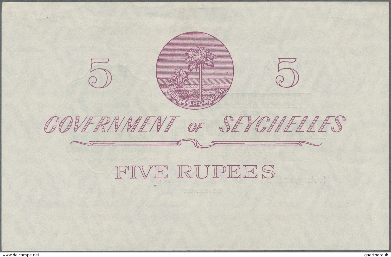 Seychelles / Seychellen: Government Of Seychelles 5 Rupees 1954, P.11a, Excellent Condition, Complet - Seychellen