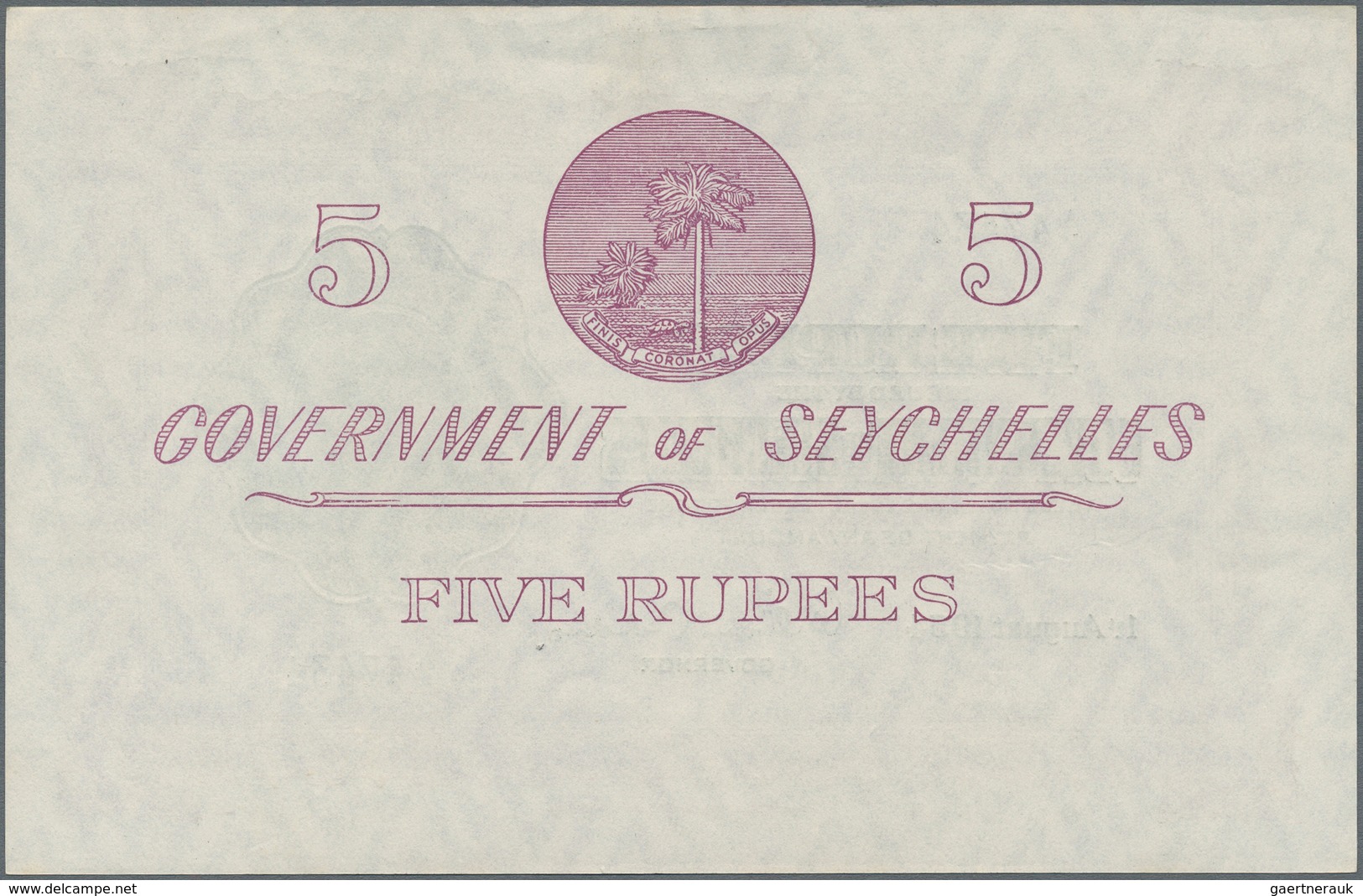 Seychelles / Seychellen: Government Of Seychelles 5 Rupees 1954, P.11a, Excellent Condition, Complet - Seychelles