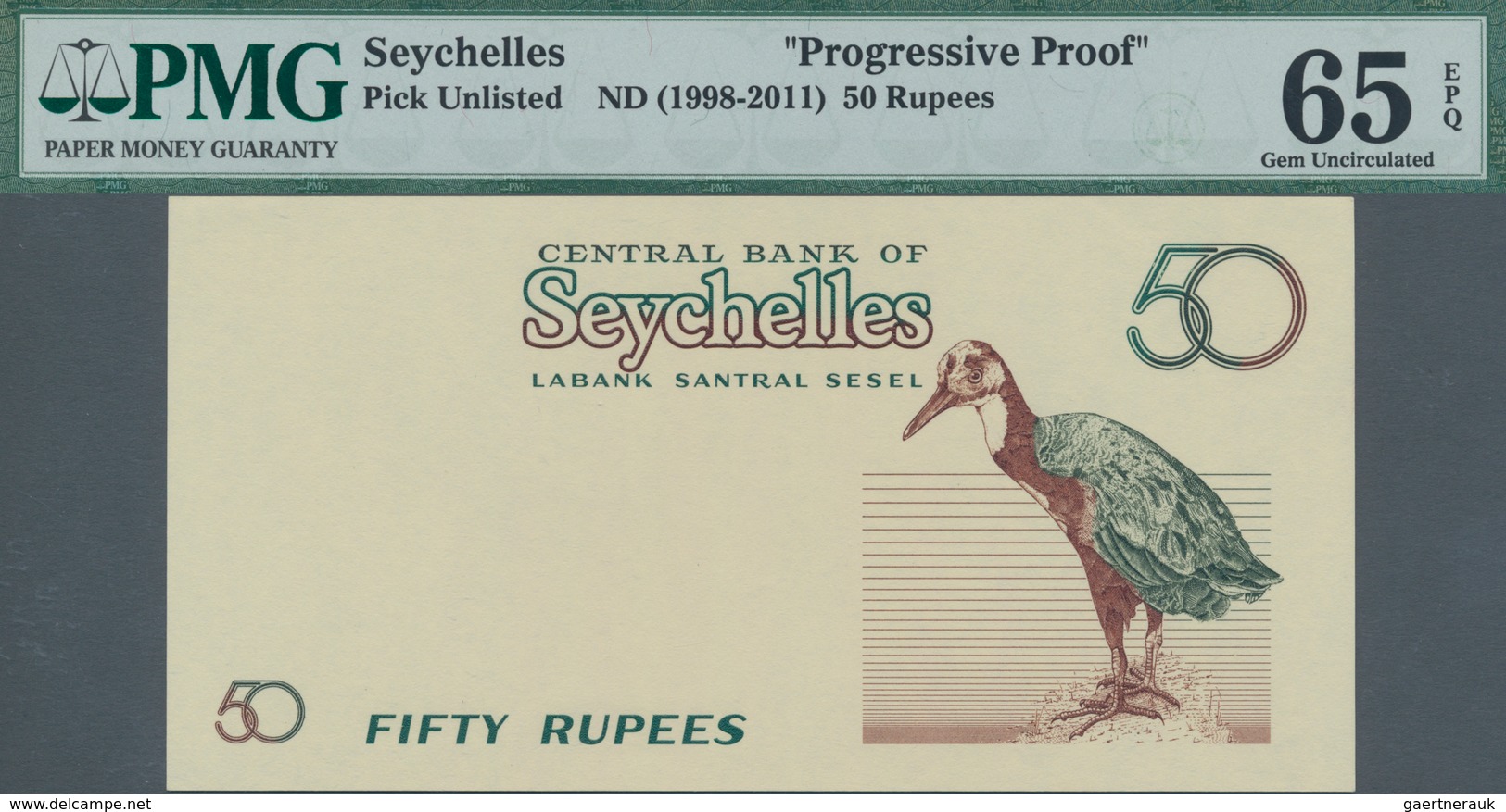 Seychelles / Seychellen: Central Bank Of Seychelles 50 Rupees ND(1998-2011) Progressive Proof, P.NL, - Seychellen