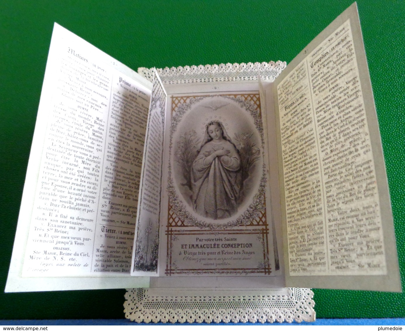 XIX °  IMAGE PIEUSE Cadre Dentelle L IMMACULEE CONCEPTION , REINE DES ANGES  Système  5 Volets OLD HOLY CARD Mechanical - Images Religieuses