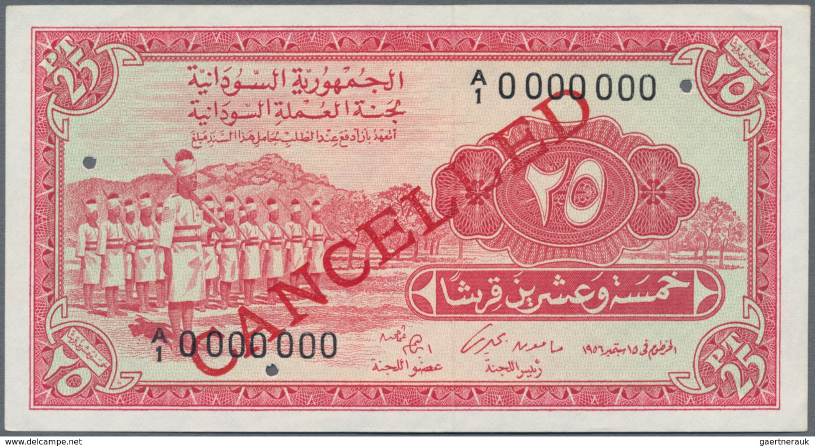 Sudan: Sudan Currency Board Pair With 25 Piastres 1956 SPECIMEN, P.1As In UNC Condition And 25 Piast - Sudan
