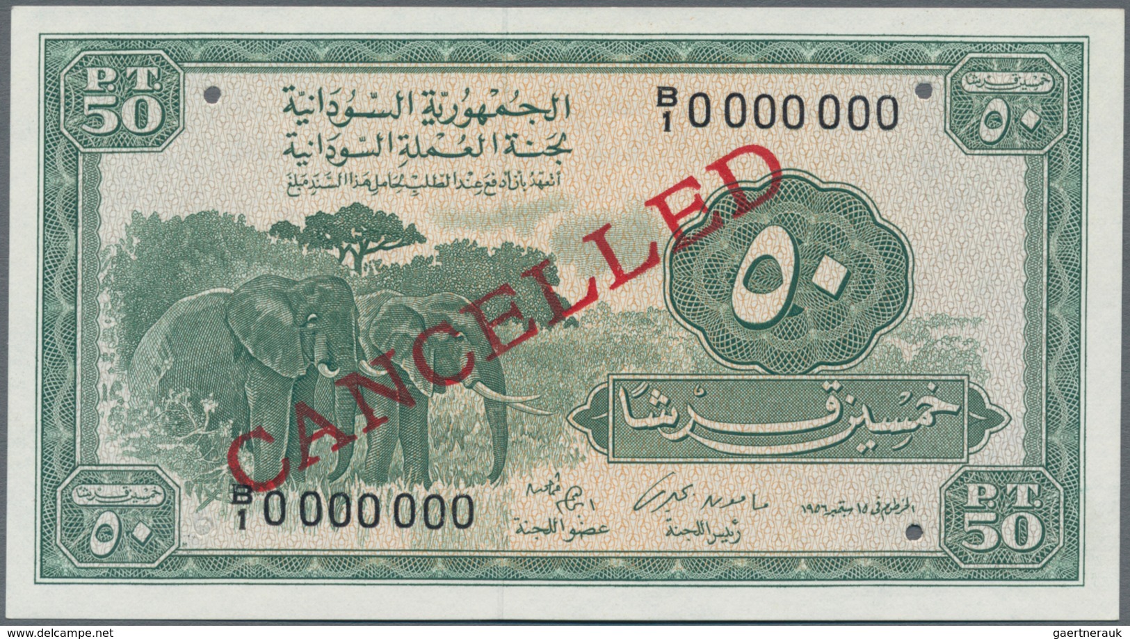 Sudan: Sudan Currency Board 50 Piastres 1956 SPECIMEN, P.2As In UNC Condition - Sudan