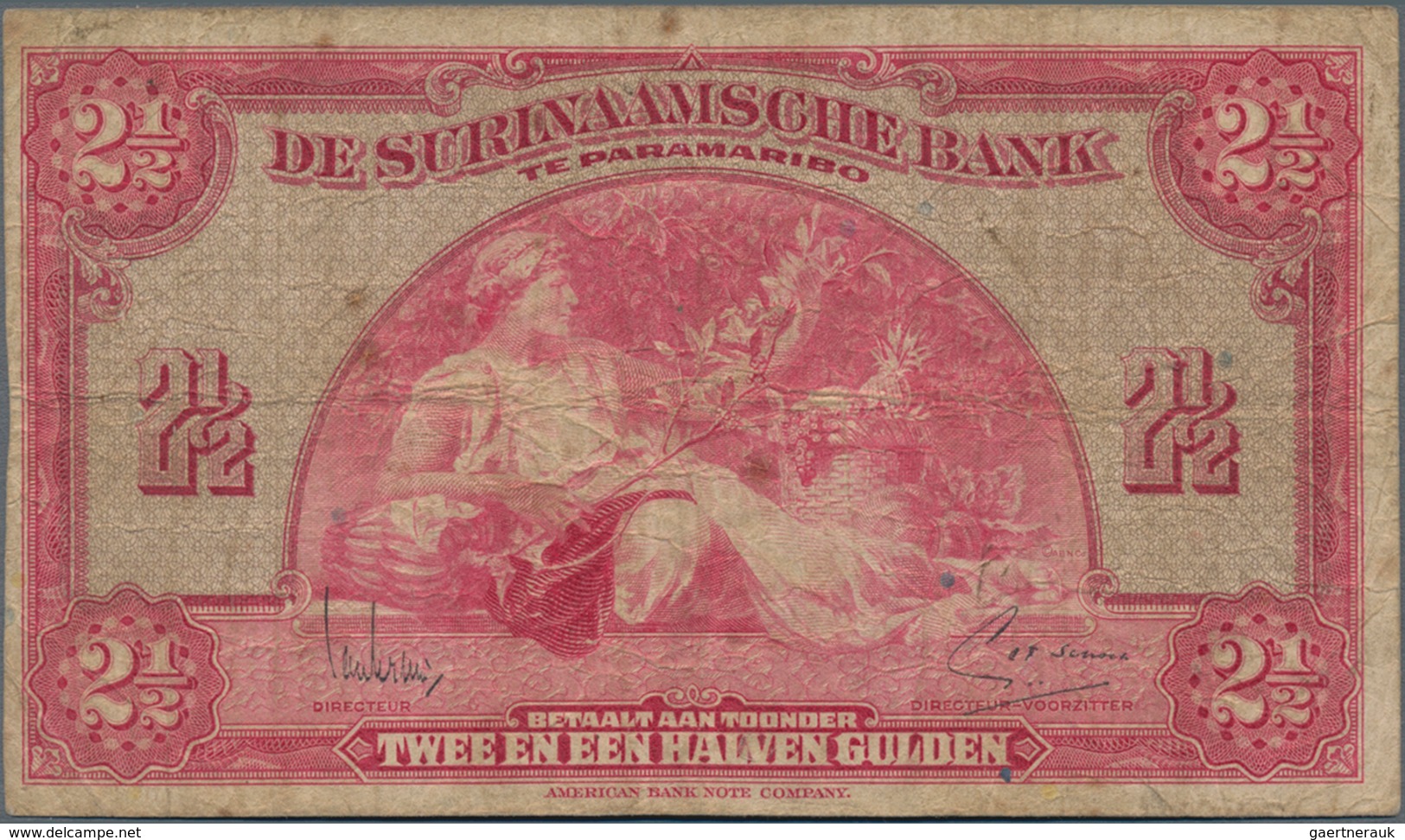 Suriname: 2 1/2 Gulden 1942, P.87b In About F Condition. - Surinam