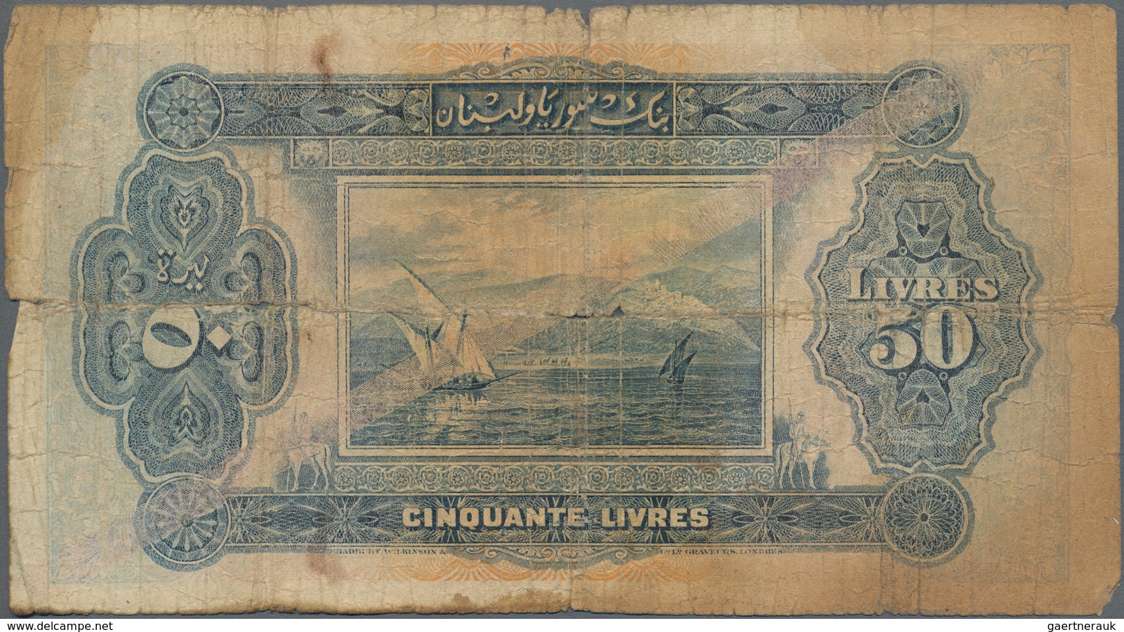 Syria / Syrien: Banque De Syrie Et Du Liban 50 Livres 1939, P.44, Highly Rare Banknote, Almost Well - Syrien