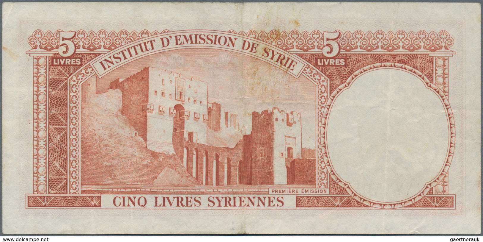 Syria / Syrien: Institut D'Émission De Syrie, 5 Livres Syriennes ND(1950), P.74, Highly Rare Banknot - Syrien