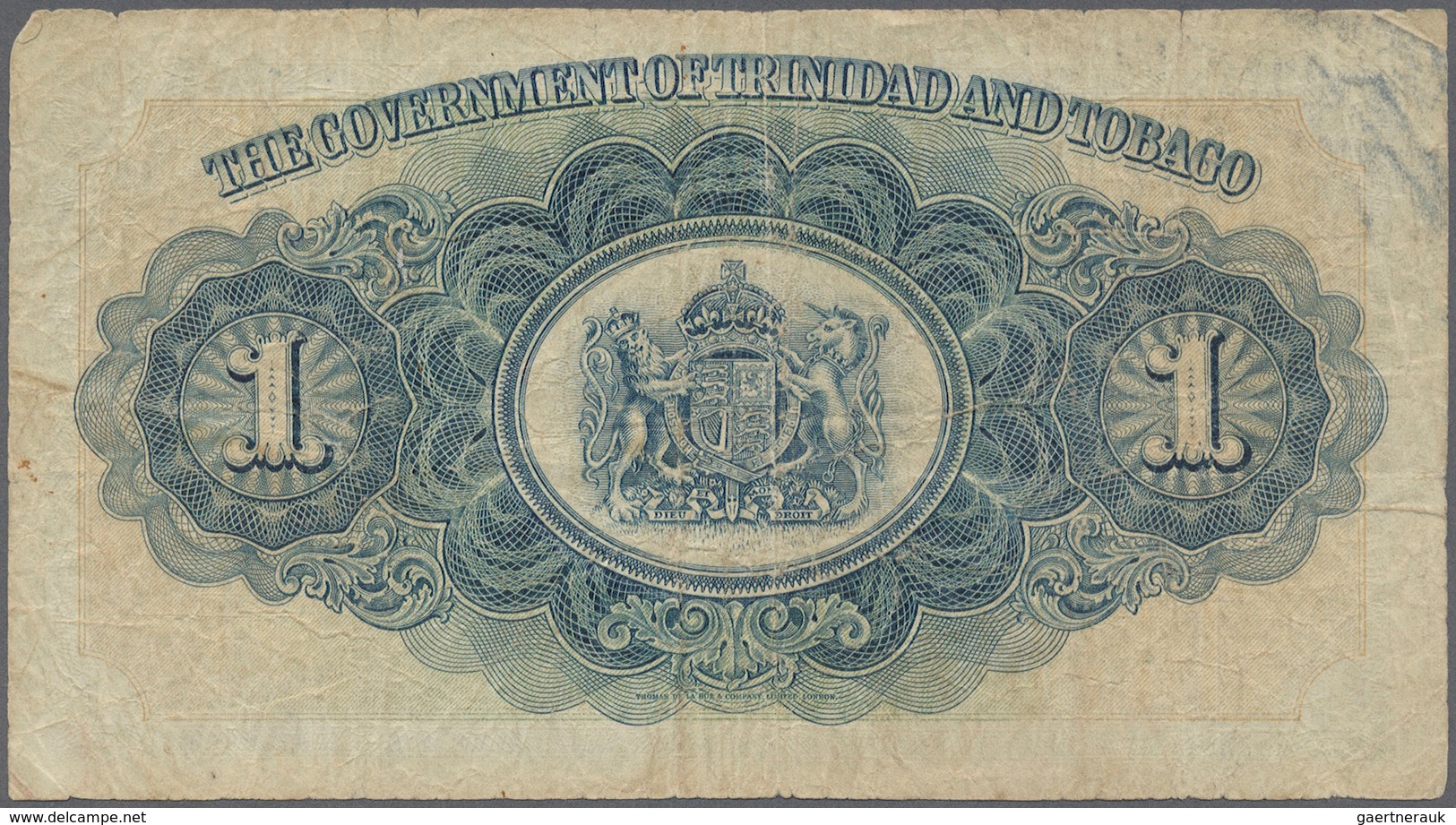 Trinidad & Tobago: 1 Dollar 1935, First Date Issue, P. 5 Used With Folds And Stain In Paper, A Pen W - Trinidad Y Tobago