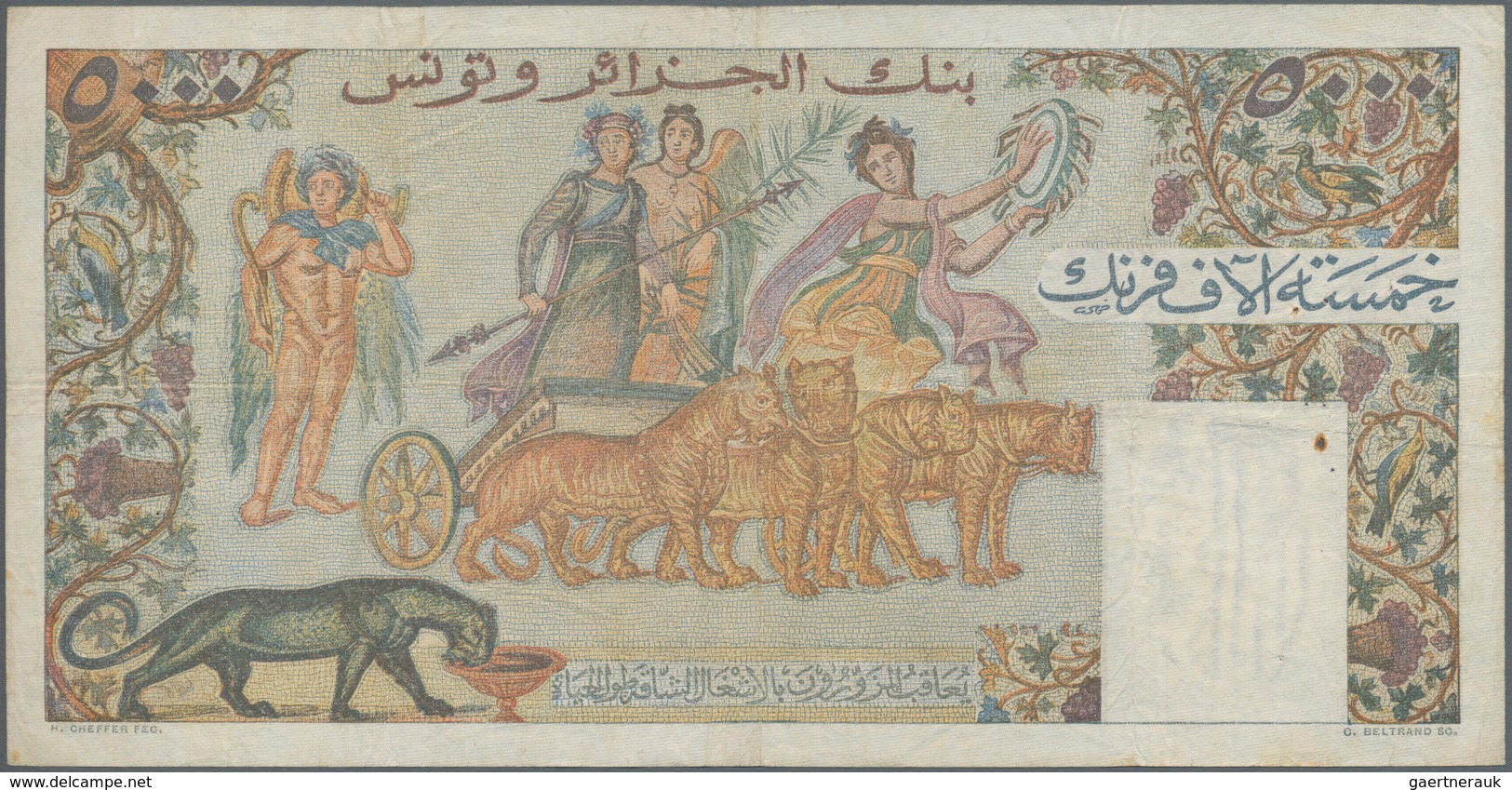 Tunisia / Tunisien: Banque De L'Algérie Et De La Tunisie 5000 Francs 1950, P.30, Rusty Pinholes At L - Tunisia