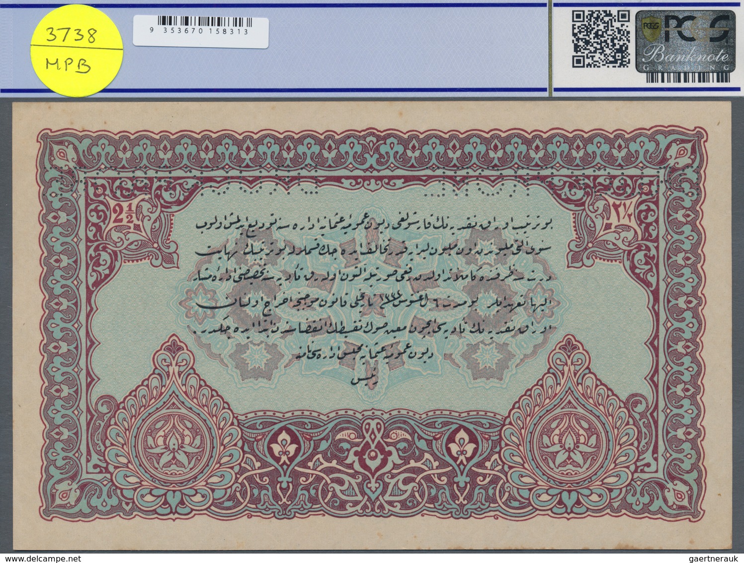 Turkey / Türkei: 2 1/2 Livres ND(1916-17) Specimen P. 100s, Rare Note With Zero Serial Numbers And S - Turquie