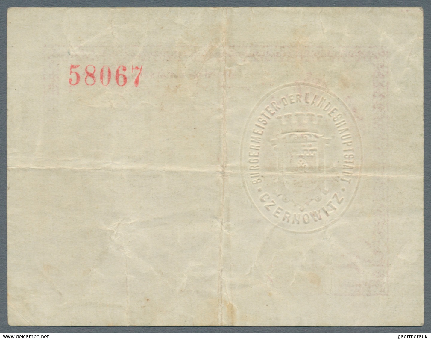 Ukraina / Ukraine: Notgeld "Magistrat Der Stadt Czernowitz" (City Of Czernowitz) 1 Krone ND(1914), P - Ucraina