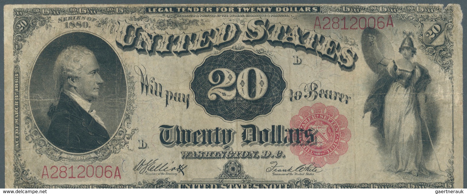 United States Of America: 20 Dollars Series Of 1880, Signature Elliot & White, P.180b(2) In Nice Con - Sonstige & Ohne Zuordnung