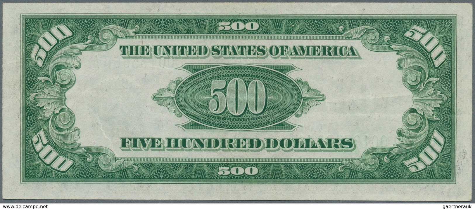 United States Of America: 500 Dollars Series 1934 With Signatures Julian & Morgenthau, P.434, Very N - Other & Unclassified