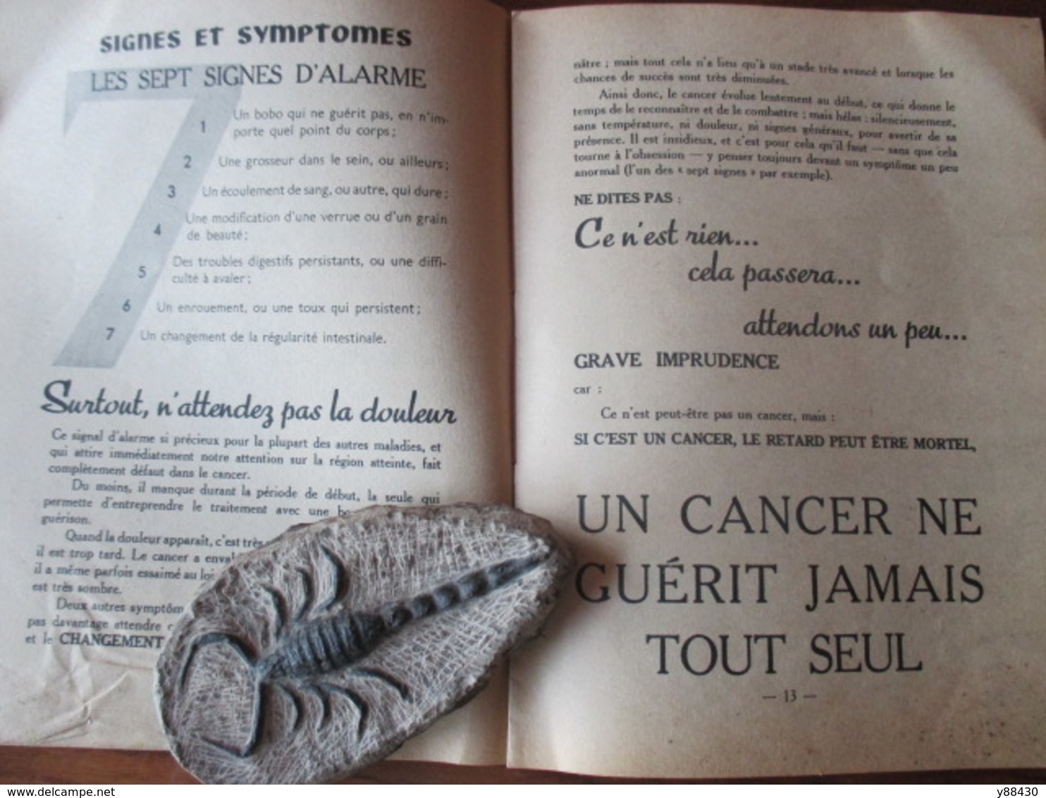 Livret sur LA LUTTE CONTRE LE CANCER - année 1953 - 32 pages - 17 photos