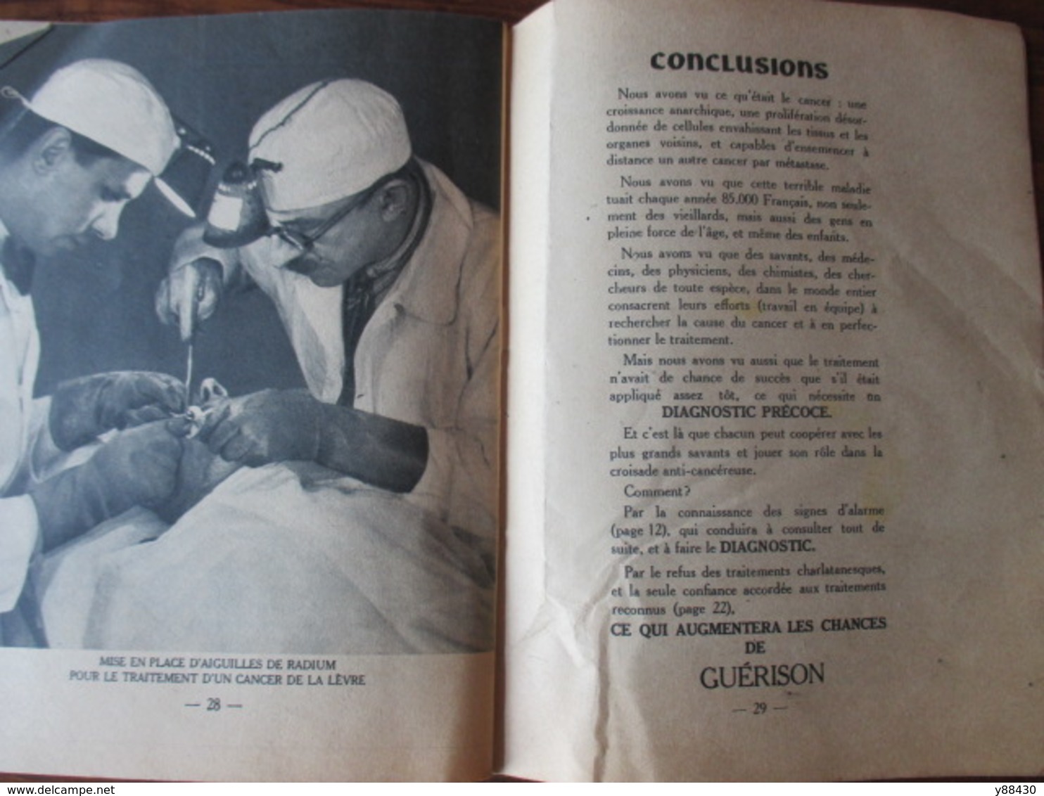 Livret sur LA LUTTE CONTRE LE CANCER - année 1953 - 32 pages - 17 photos