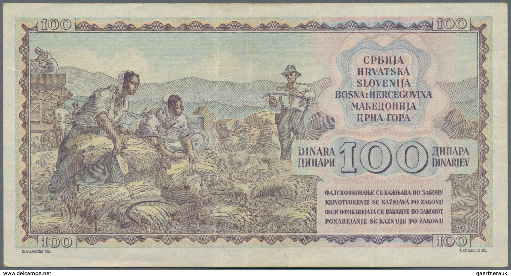 Yugoslavia / Jugoslavien: Very Nice Set Of The 1946 And 1955 Series Comprising 50, 2 X 100, 500 And - Jugoslawien