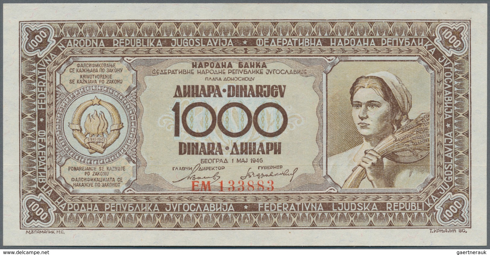 Yugoslavia / Jugoslavien: Very nice set of the 1946 and 1955 series comprising 50, 2 x 100, 500 and