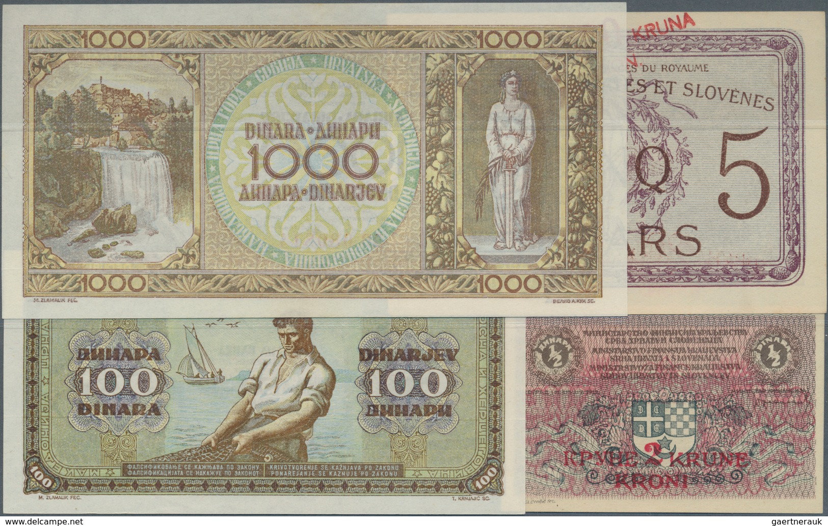 Yugoslavia / Jugoslavien: Set Of 11 Notes Containing The Following Notes: Croatia 1, 5, 10 & 20 Dina - Jugoslawien