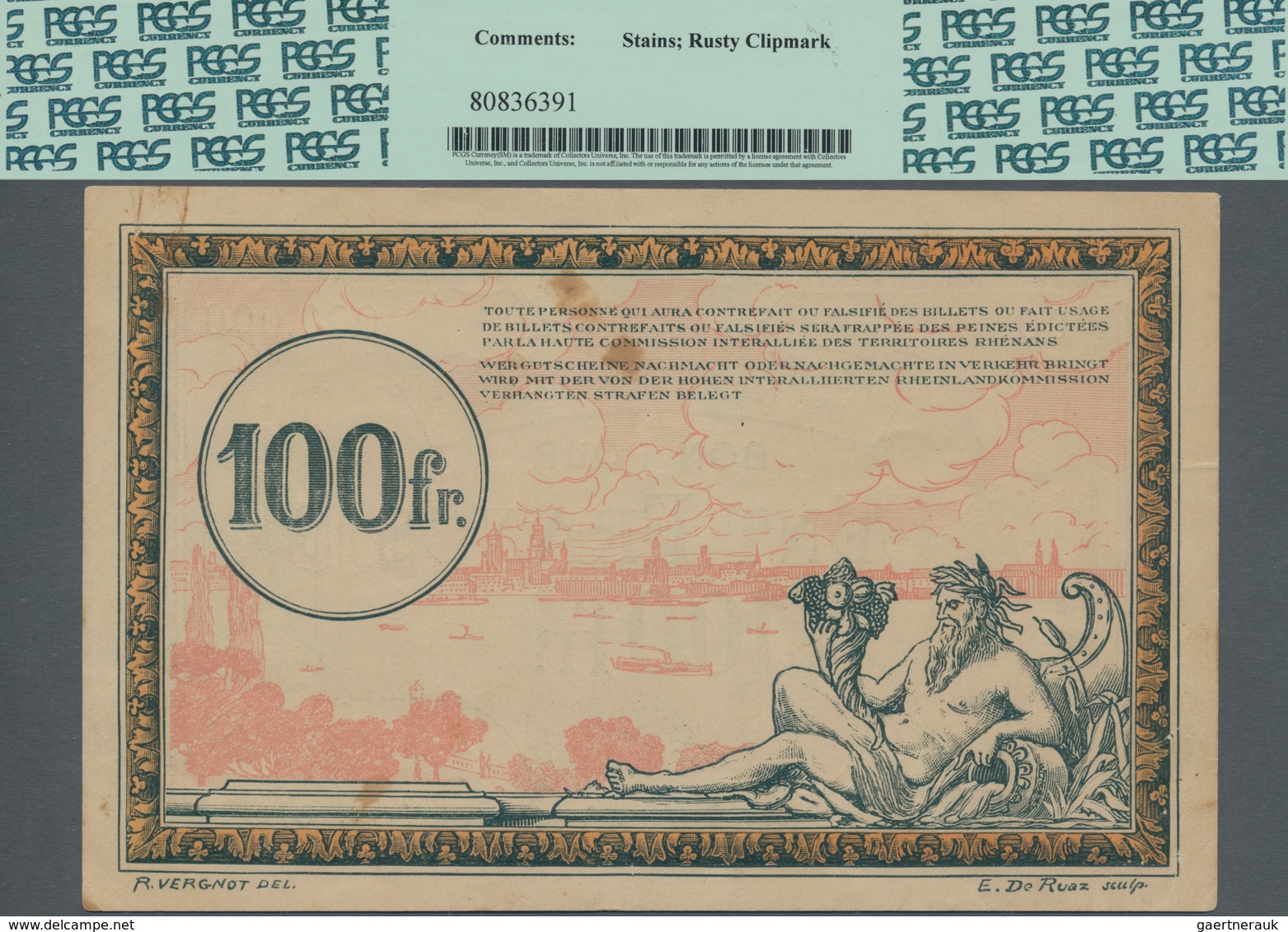 France / Frankreich: Regie Des Chemins De Fer 100 Francs 1923 SPECIMEN, P.10s With Minor Stains And - Sonstige & Ohne Zuordnung