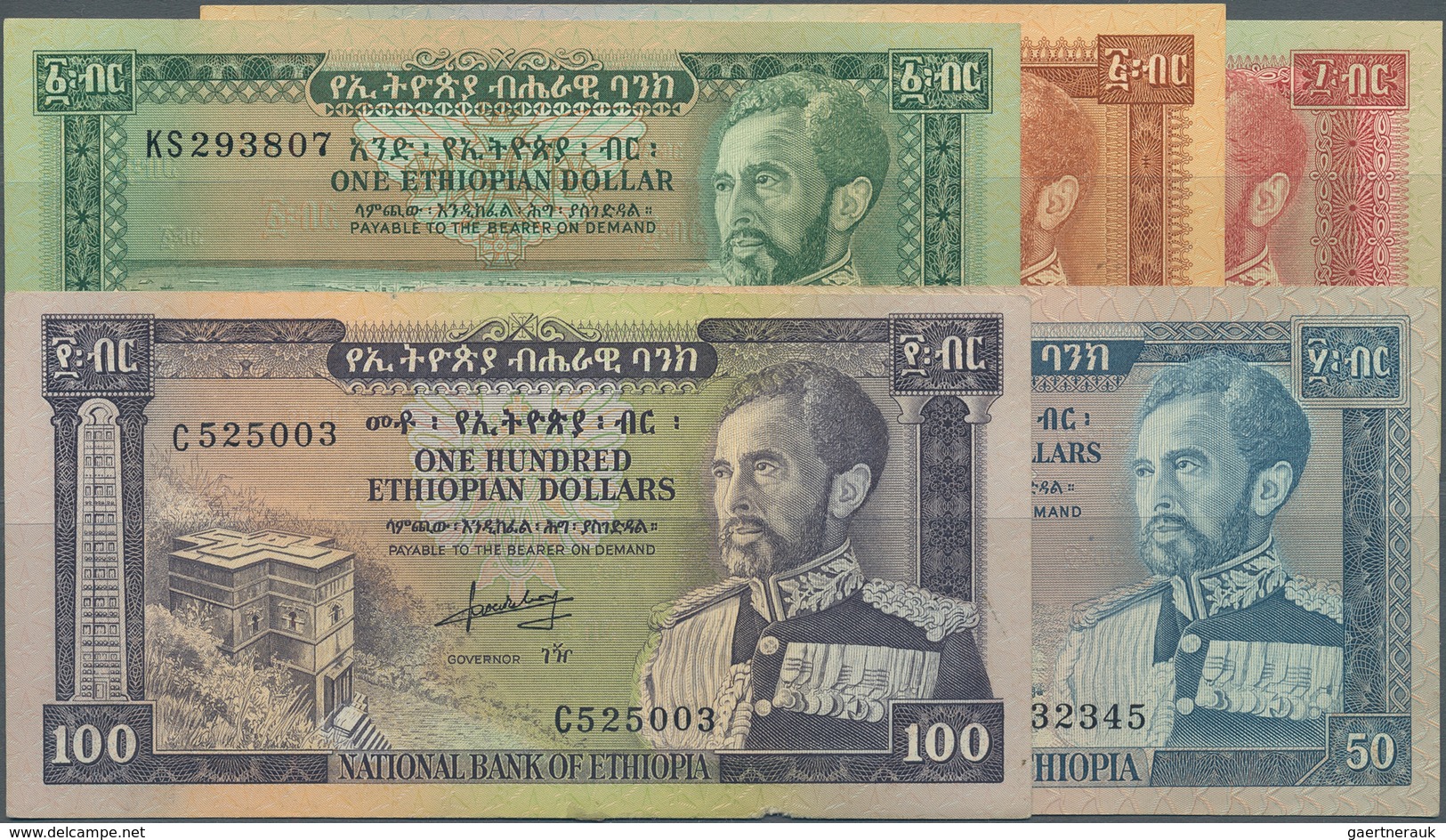 Ethiopia / Äthiopien: Very Nice Set With 8 Banknotes Comprising 1, 5, 10, 50 And 100 Dollars ND(1966 - Ethiopia