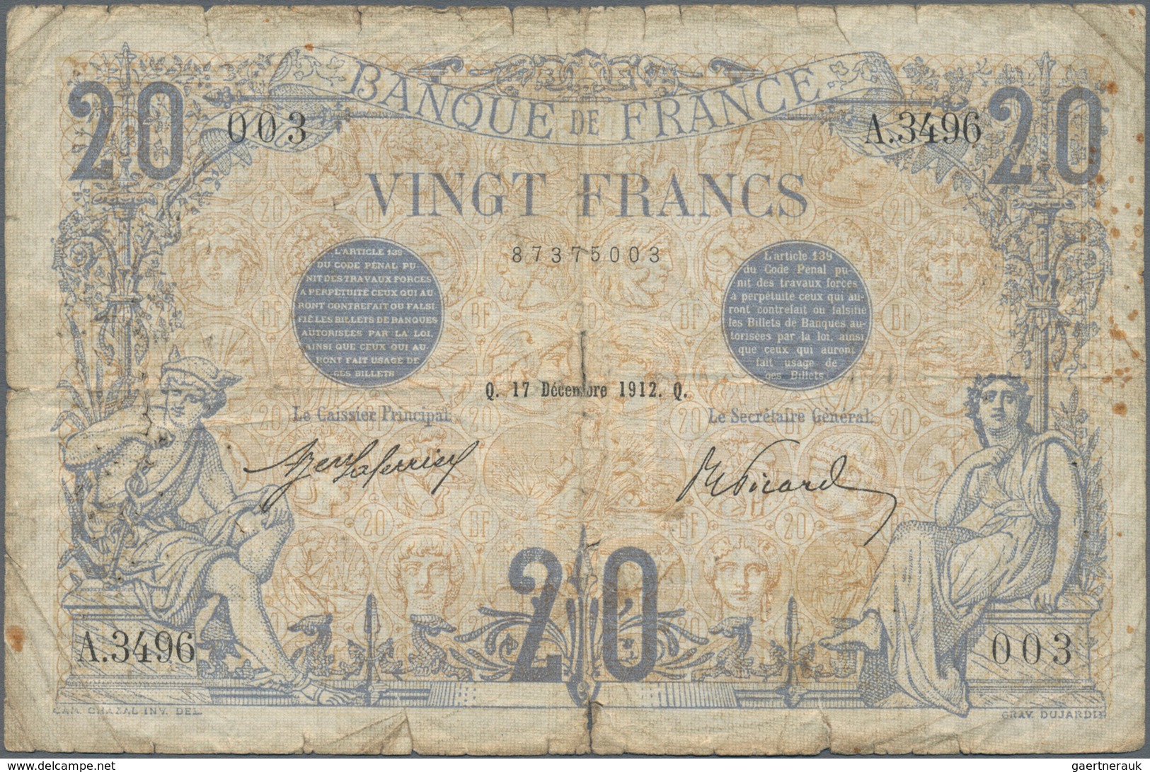 France / Frankreich: Interesting Lot With 29 Banknotes From 1912 To The 1950's Comprising For Exampl - Other & Unclassified