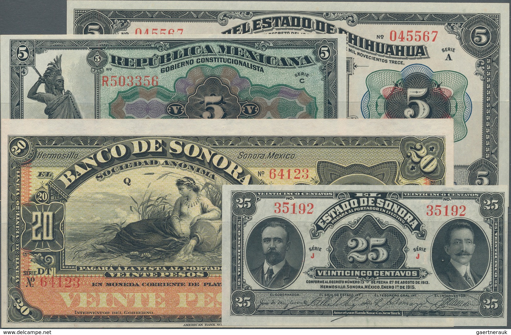 Mexico: Small Lot Mexico With A Few Regional Issues, Namely Estado De Sonora 25 Centavos, Republica - Mexico