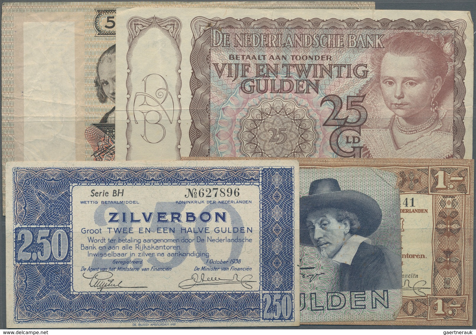 Netherlands / Niederlande: Lot With 63 Banknotes Containing 28 X 1 Zilverbon 1938, 12 X 2,50 Zilverb - Other & Unclassified