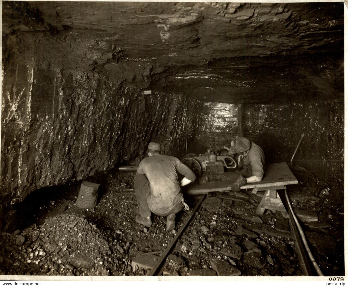 MINERS MINAS UNDERCUTTING COAL IN A MINE MINING MINES  23 *18 CM Fonds Victor FORBIN 1864-1947 - Profesiones