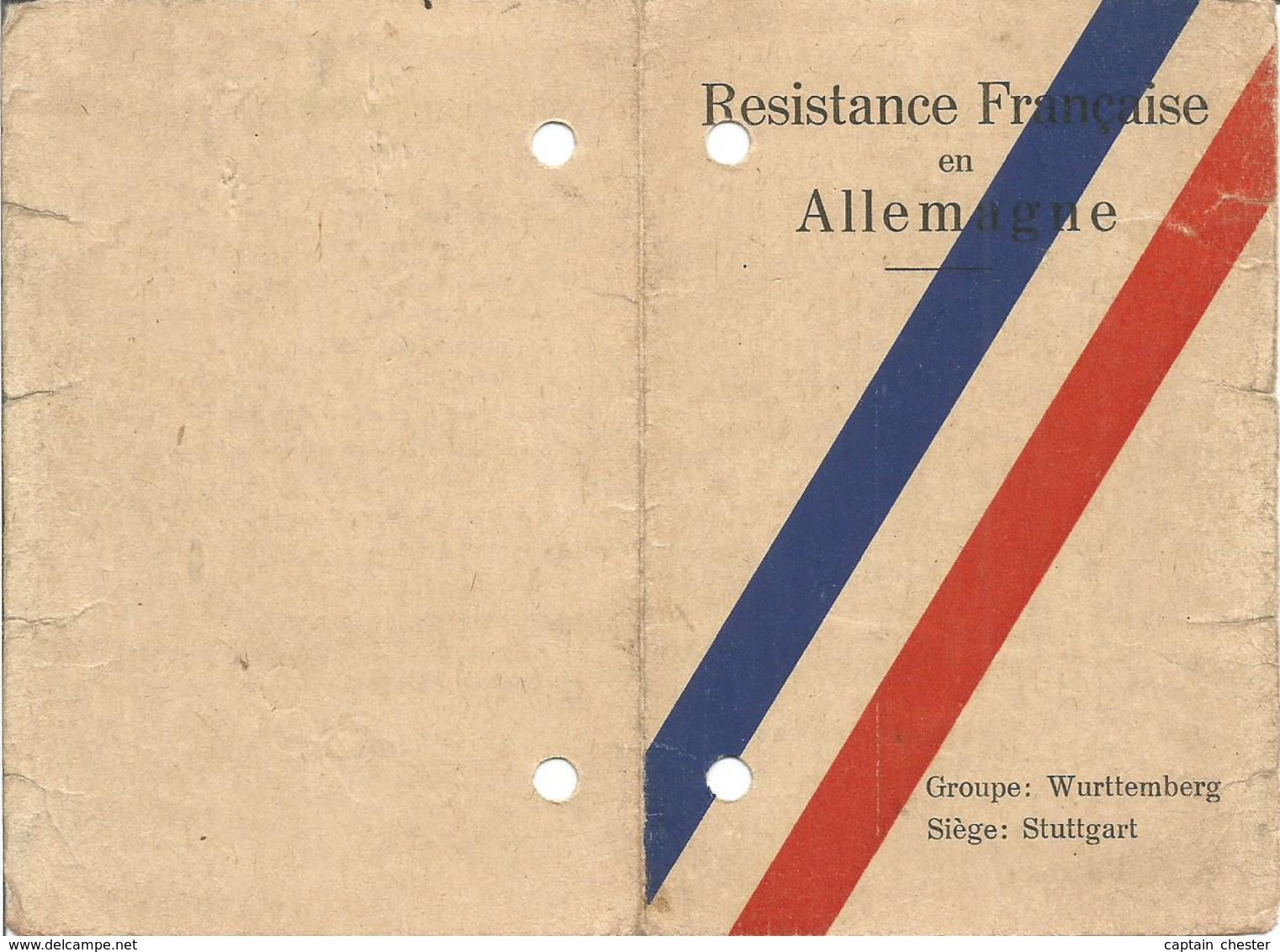 Carte " Résistance Française En Allemagne - Wurttemberg Stuttgart " - Documents