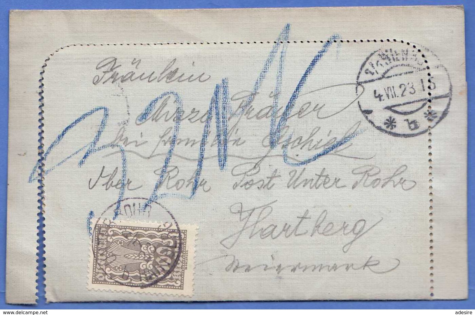 RRR! ÖSTERREICH NACHPORTO 1923 - 10 He + 3x5 Kr + 200 Kr (Ank94P+106P+120P) Nachporto + 3x100 Kr + 2x60 Kr Auf ... - Portomarken