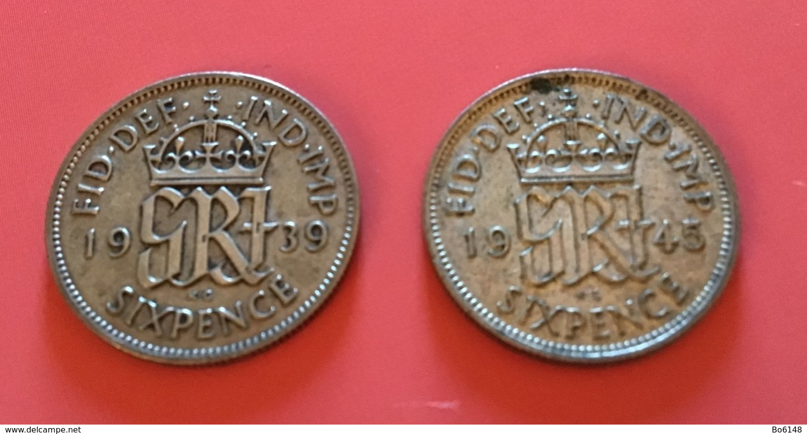 GRAN BRETAGNA  - 1939 E 1945 - 2  Monete Da 6 PENCE - Giorgio V - H. 6 Pence