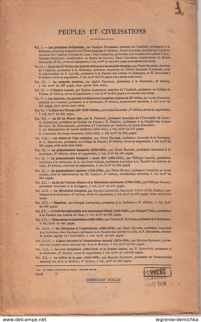 Livre NAPOLEON Par Georges LEFEBVRE - Presses Universitaires De France 1947 - Histoire