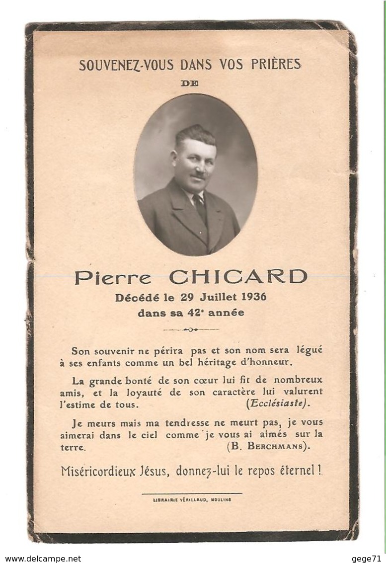 Pierre Chicard - Décédé 1936 - Décès