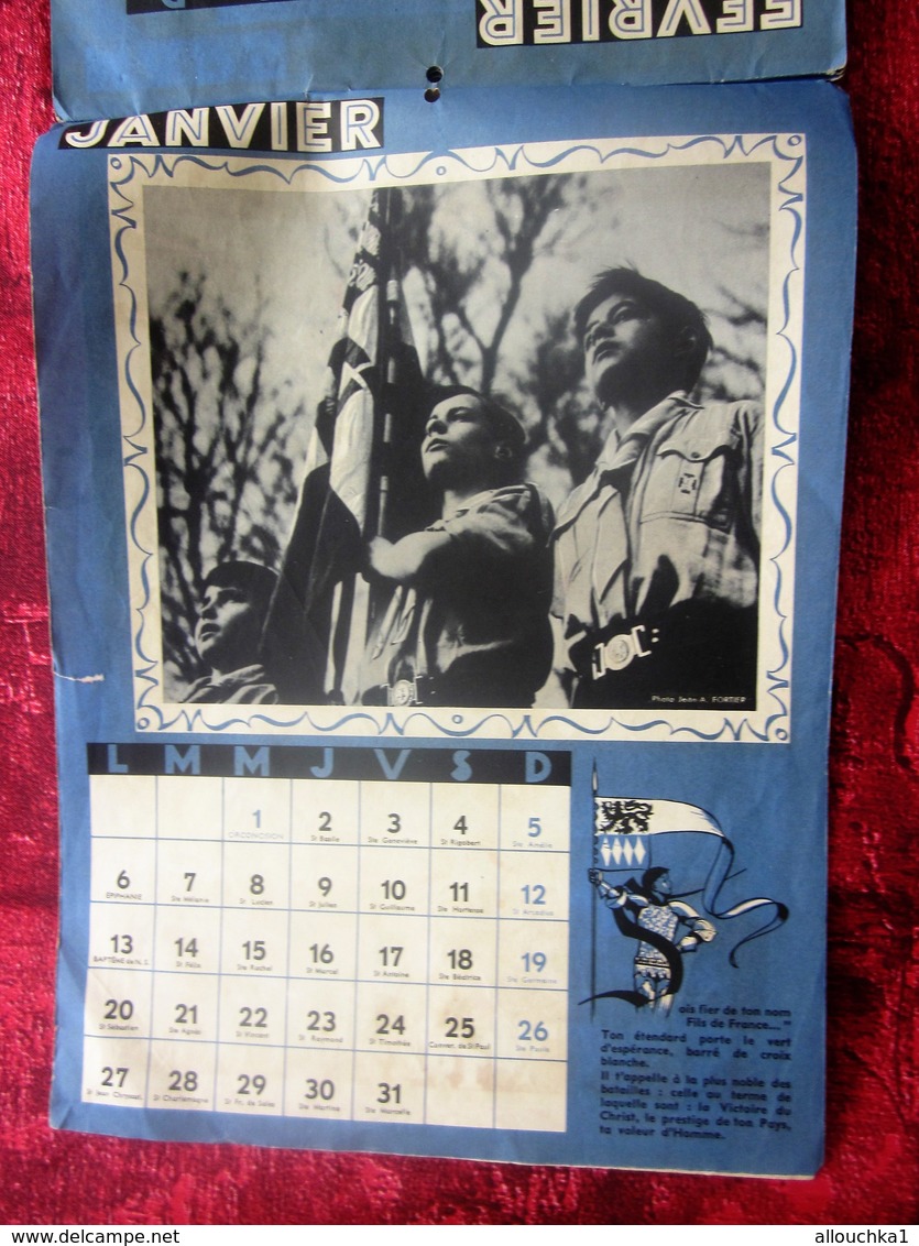 CALENDRIER 1947 SCOUTISME SCOUTS DE FRANCE JAMBOREE MONDIAL DE LA PAIX-BOY-SCOUT FRANÇAIS Illustrations-Doc Historique - Scoutisme