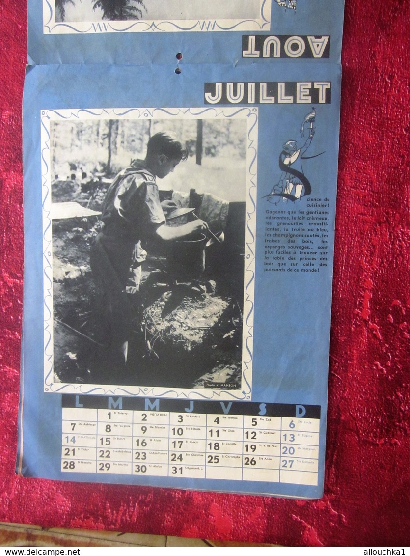 CALENDRIER 1947 SCOUTISME SCOUTS DE FRANCE JAMBOREE MONDIAL DE LA PAIX-BOY-SCOUT FRANÇAIS illustrations-Doc Historique