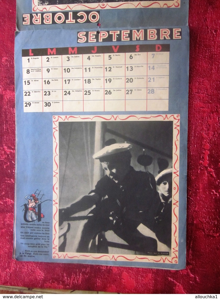 CALENDRIER 1947 SCOUTISME SCOUTS DE FRANCE JAMBOREE MONDIAL DE LA PAIX-BOY-SCOUT FRANÇAIS illustrations-Doc Historique